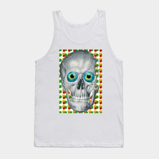 Blue eyed skull flower lover Tank Top